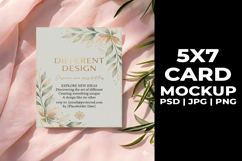 Floral Card Mockup 5x7 Invitation PSD JPEG Product Image 1