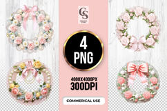 Lace Floral Ribbon Wreath Clipart Sublimation PNG Product Image 1