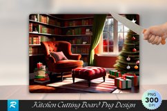 Cozy Reading Nook Plaid Charm Cutting Board PNG Product Image 1