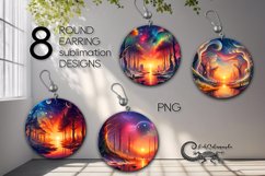 Fantasy landscape | 8 Round earring Sublimation designs Product Image 1