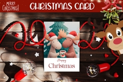 Cartoon Christmas Moose Greeting Card, Christmas Tree Card Product Image 1