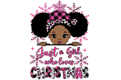 Just a Girl Who Loves Christmas PNG Afro Girl Christmas Product Image 1