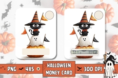 Cartoon Halloween Black Cat Money Card, Halloween Gift Card Product Image 1