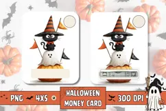 Cartoon Halloween Black Cat Money Card, Halloween Gift Card Product Image 1