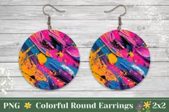 Art Paint Round Earrings PNG, Creative Earrings Design Product Image 1