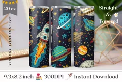 Art School Tumbler Wrap Design, Galaxy Tumbler Template Product Image 1