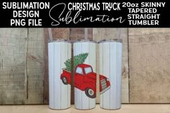 Christmas Truck White Wood Sublimation 20oz Skinny Tumbler Product Image 1