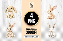 Watercolor Bunny with Wildflowers Clipart Sublimation PNG Product Image 1