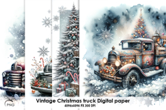 Christmas truck digital paper, background clipart Product Image 1