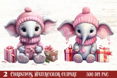 Cute Pink Christmas Animals Clipart Sublimation Product Image 2