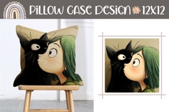 Cartoon Girl Pillow Sublimation, Kawaii Pillow Template Product Image 1