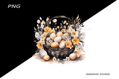 Easter Clipart, Easter Egg Basket Clipart, Easter Bunny Png Product Image 1