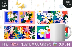 Pop Art Flowers Mug Wrap Designs, Floral Mug Sublimation Product Image 1