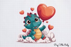 Peeking Dinosaur Valentines Day Clipart PNG Product Image 1