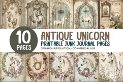 Antique Unicorn Junk Journal Pages Product Image 1