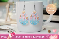 Valentine Teardrop Earring PNG, Pastel Hearts Earrings Product Image 1