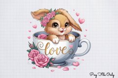 Valentines Day Bunny Cups Clipart PNG Product Image 1