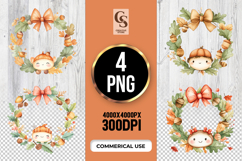 Autumn Wreath Clipart Sublimation PNG Product Image 1