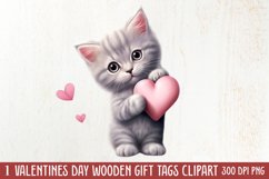 Valentine Cat Peeking Around Clipart Product Image 1