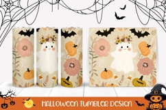 Floral Ghost Tumbler, Halloween Tumbler Sublimation Product Image 1