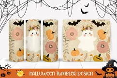 Floral Ghost Tumbler, Halloween Tumbler Sublimation Product Image 1