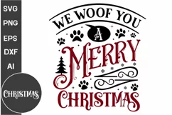 We Woof You A Merry Christmas Sign SVG Design Product Image 1