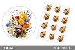 Wildflowers Sticker Design. Floral Sticker Template Product Image 1