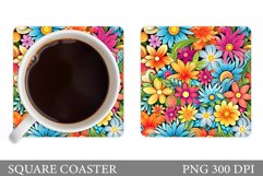 Flowers Coaster Sublimation. Summer Coaster Design Product Image 1