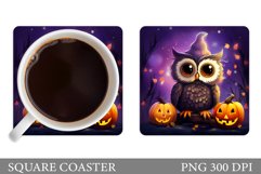 Halloween Owl Coaster. Owl Halloween Coaster Sublimation Product Image 1