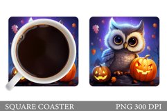 Owl Halloween Coaster Sublimation. Halloween Owl Coaster Product Image 1