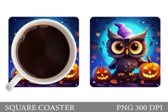 Halloween Owl Coaster. Owl Halloween Coaster Sublimation Product Image 1
