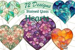 Stained Glass Heart PNG Clipart in Pastel and Bright Colors Product Image 1