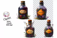 Halloween, Poison, Bottles, Ephemera, PNG, Clipart Product Image 1