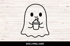 Ghost Holding Drink SVG, Halloween Ghost SVG Product Image 1