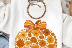 Retro Floral Fall Pumpkin png, Pumpkin png, Trendy Fall png Product Image 3