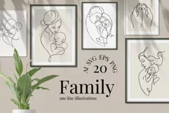 Family One Line Illustrations Ai, Svg, Eps, Png Product Image 1