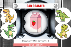 Car Coaster Strawberry Milk Carton Product Image 1