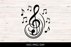 Hand Drawn Treble Clef With Music Notes SVG Product Image 1