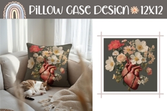 Floral Heart Pillow Design, Flowers Pillow Case Product Image 1