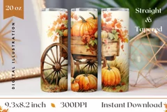 Watercolor Pumpkins Tumbler Design, Farmhouse Sublimation Product Image 1