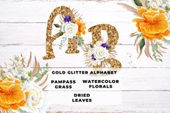 Gold Glitter Boho Floral Alphabet Product Image 1