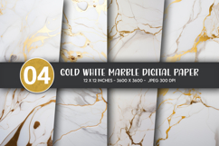 Gold White Marble Digital Paper Product Image 1