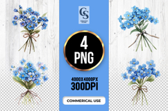 Blue Wildflower Bouquet Clipart PNG Product Image 1