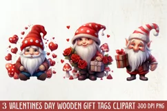 Cute Valentine Gnome Clipart, Gnome Clipart, Cute Gnome Product Image 1
