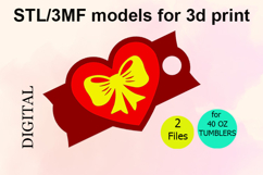 Heart, Bow, 40 OZ Tumbler, STL/3MF files for 3D Printing Product Image 1