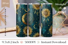 Sunflowers Tumbler Design, Boho Tumbler, Sunflowers PNG Product Image 1