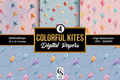 Colorful Kites Pattern Digital Paper Product Image 1