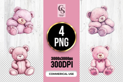 Pink Teddy Bear Clipart Sublimation PNG Product Image 1