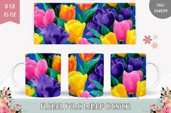 Floral Mug Wrap Design, Tulips Mug Sublimation Design Product Image 1