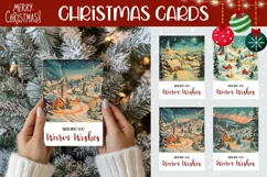 Christmas Village Greeting Cards, Vintage Christmas Cards Product Image 1